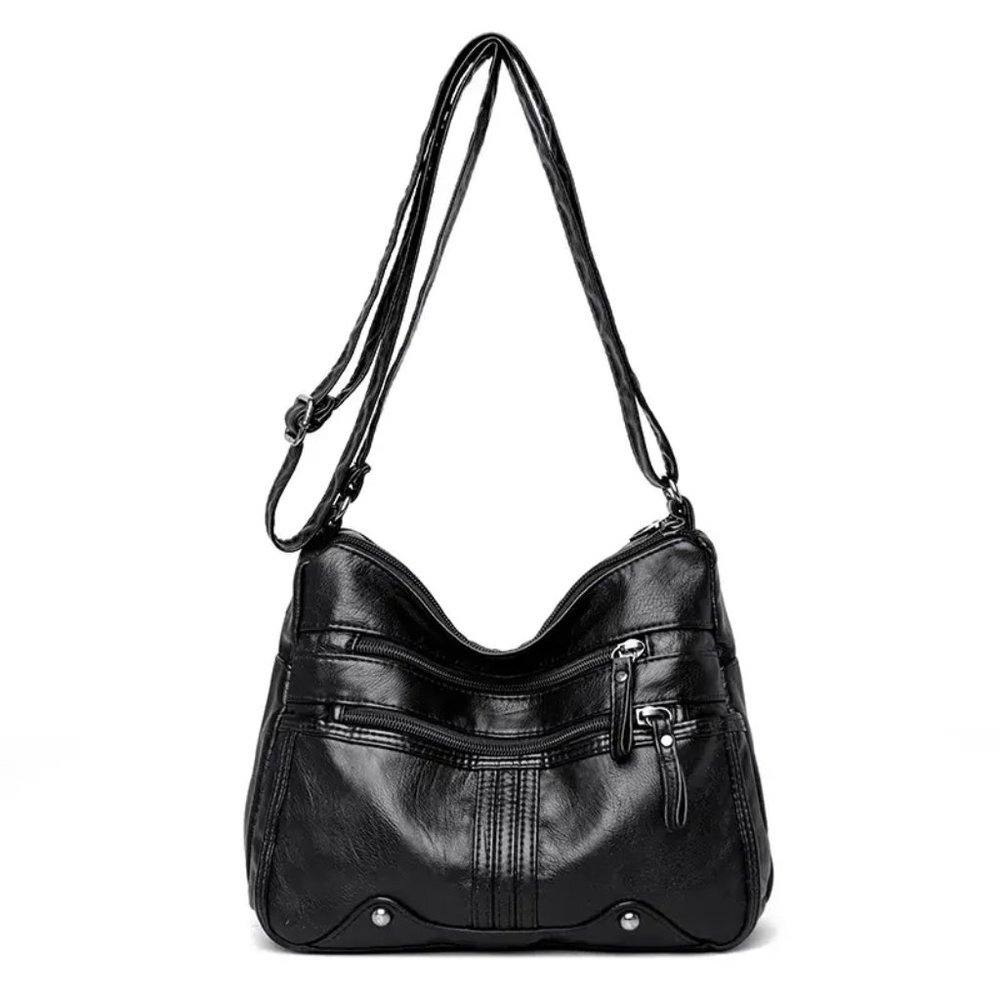 Fashion-Forward Studded Decor Crossbody Bag - Black‎